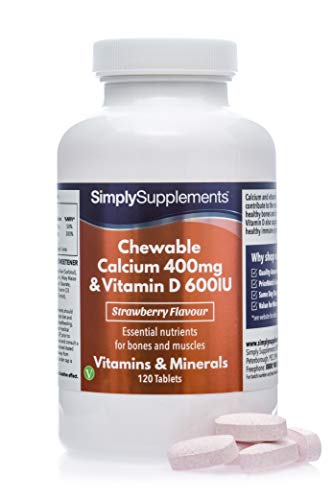 Calcio con Vitamina D Masticable - ¡Bote para 2 meses! - Apto para vegetarianos - 120 Comprimidos - SimplySupplements