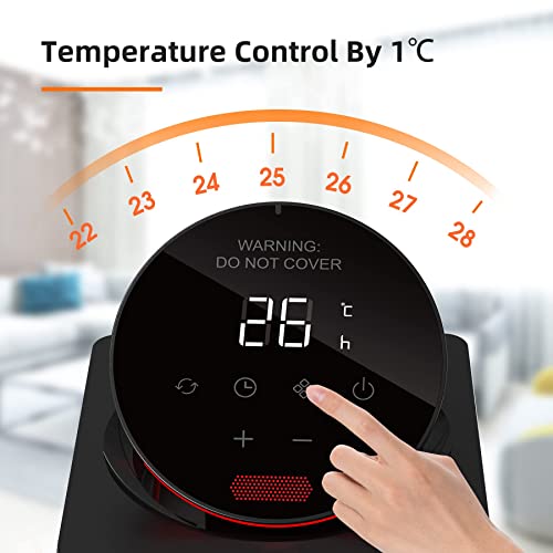 Calefactor Baño 2000W, Control Remoto y LED Táctil, Calefactor Bajo Consumo Cerámico PTC, Termostato Constante, 90 ° Oscilación, Temporizador 24H, 3 Modos, Protección Múltiple, hogar
