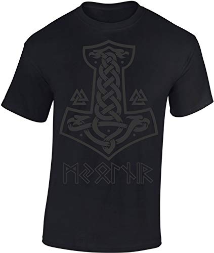 Camiseta: Mjolnir - Martillo del Thor - Vikingo T-Shirt Hombre-s y Mujer-es - Noruega Norway - Odin Norseman Valhalla Hammer - Mjölnir - Pagan - Metal - Regalo - Viking-s - Vikinga (XL)