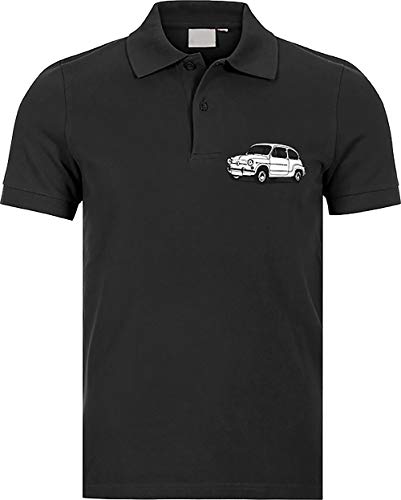 Camisetas EGB Polo Seat 600 ochenteras 80´s Retro (Negro, XL)