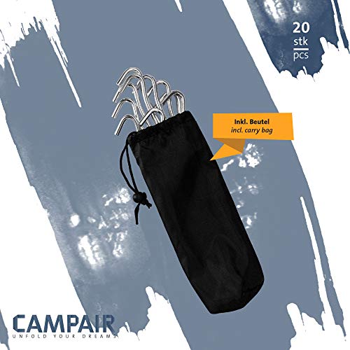 CampAir 20 Estacas Piquetas para Tienda de campaña de Perfil L, Ancla de Tierra, Extra Resistente (7071-aluminio), Grosor 6 mm