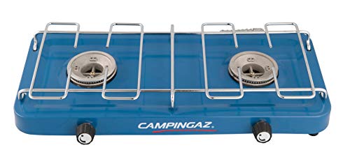 Campingaz Base Camp, posibilidades de cocción variadas con 2 placas, hornillo de gas de 2 llamas de potencia 2 x 1600 W, unisex, azul, talla única