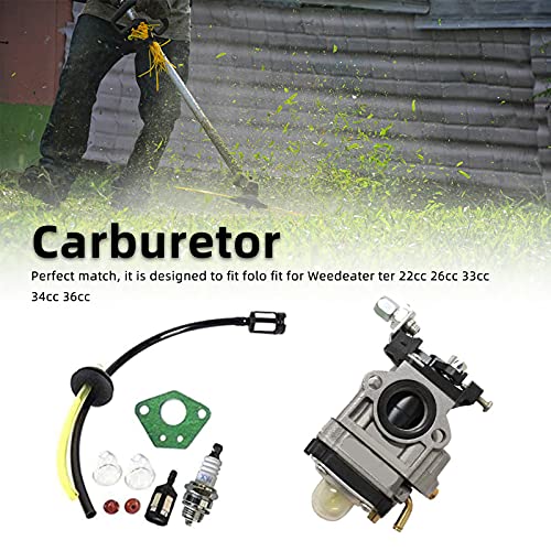 Carburador para cortador de cepillo 52cc 49cc 43cc Carbu Kit, herramienta de jardín Carburador con junta de manguera Bujía y filtro de gasolina