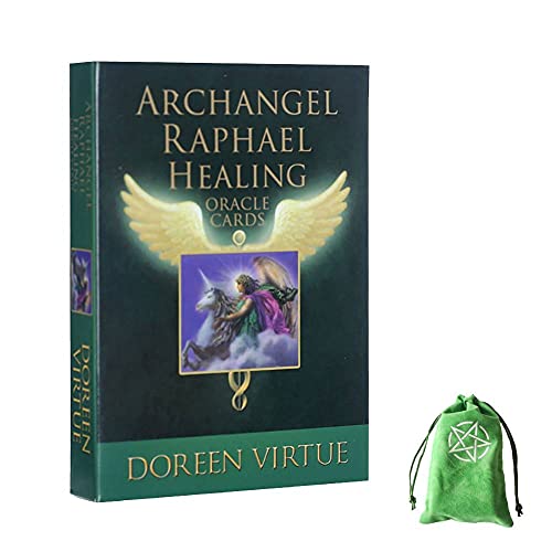 Cartas de Oráculo de Sanación del Arcángel Rafael,Archangel Raphael Healing Oracle Cards,with Bag,Deck Game