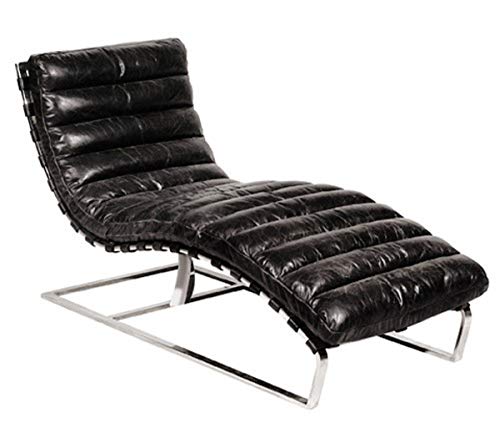 Casa Padrino Luxury Real Leather Vintage Oviedo Couch/Chair Black - Leather armchairs Art Deco Lounge Reclining Chair