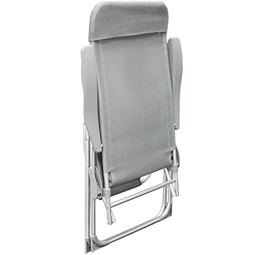CASARIA Set de 2 sillas Plegables de Aluminio con Respaldo Alto reclinable Transpirable para jardín balcón terraza Exterior