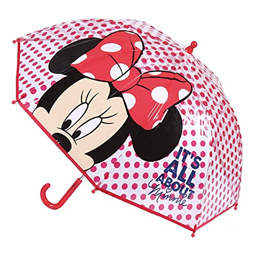 CERDÁ LIFE'S LITTLE MOMENTS- Paraguas Burbuja Manual de Minnie Mouse- Licencia Oficial Disney, Color Rojo (2400000612)