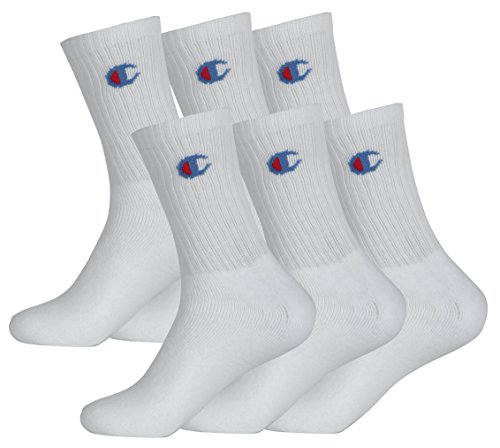 Champion Legacy Crew Socks X6 Calcetines de Deporte, Blanco, 39-42 (Pack de 6) Unisex-Adulto