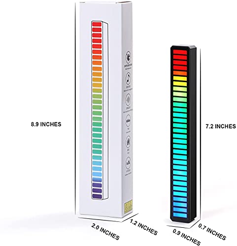 Chulovs RGB Luz de Ritmo Activada por Voz, Indicador de Nivel de Música de 32 Bit Barra de Aluminio Control de Sonido por Voz Espectro de Audio RGB Luz LED para Coche,Gaming (Black)