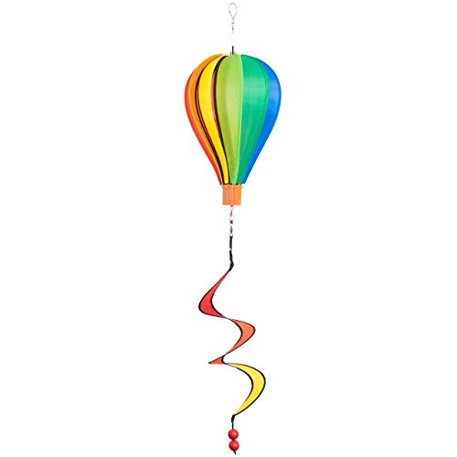 CIM Carillón de Viento - Micro Balloon 17 Rainbow - Resistente a la Intemperie - Globo: Ø 17cm x 28cm, Espiral: Ø 10cm x 35cm - Incluye suspensión de rodamiento de Bolas