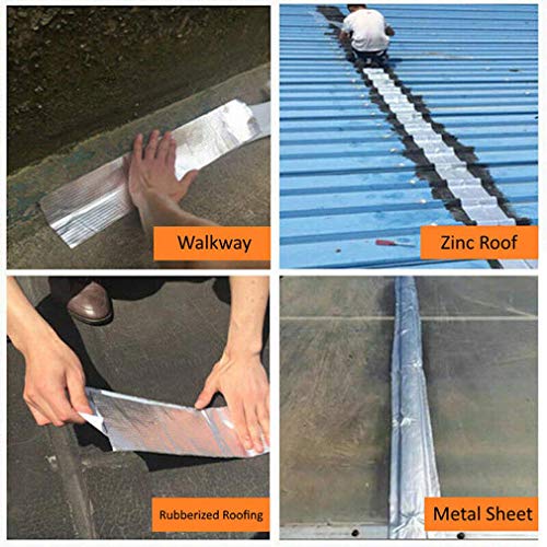 Cinta de aluminio y caucho butílico superimpermeable, para goteras, grietas superficiales, huecos en el marco de la ventana o roturas de tuberías (5 m)