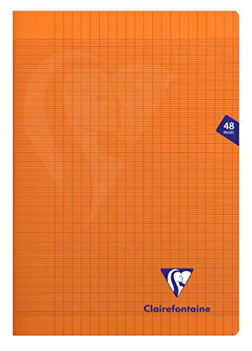 Clairefontaine 383101C Un Cahier Agrafé Mimesys Orange - A4 21x29,7 cm 48 Pages Grands Carreaux Papier Clairefontaine Blanc 90 g - Couverture Polypro