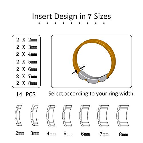 clip reductor anillo invisible (Transparente 14-Película) Eiito reductor anillo ajustador 7 tamaños diferentes Reducir el tamaño del anillo