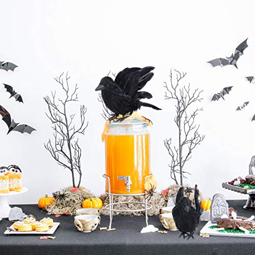 CLISPEED 1 Unid Cuervo de Halloween Accesorios de Cuervo Hechos a Mano Realistas Cuervo Emplumado de Escritorio para La Decoración Casera de Halloween (Negro)