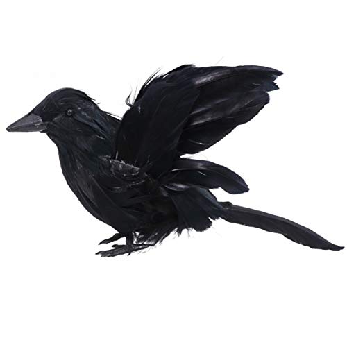 CLISPEED 1 Unid Cuervo de Halloween Accesorios de Cuervo Hechos a Mano Realistas Cuervo Emplumado de Escritorio para La Decoración Casera de Halloween (Negro)
