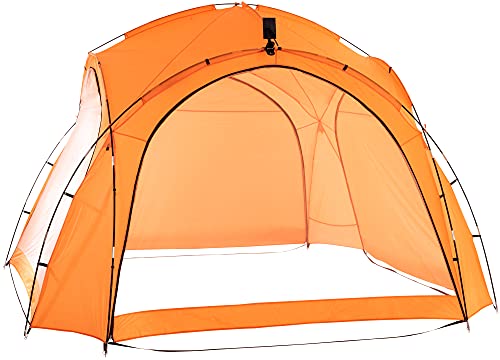 CLP Carpa Camping 3,5 x 3,5 m con Luces LED I Carpa para Eventos con Captador Solar & Paredes Laterales con Mosquitera I, Color:Naranja