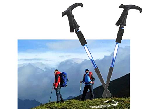 CMLLING Bastones de senderismo telescópicos ultraligeros para senderismo, camping, montañismo, senderismo, trekking (2 unidades), color azul