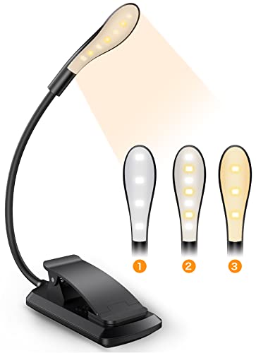 Cocoda Luz Lectura, Lampara Lectura de 360° Flexible con 3 Modos, 7 LED Lampara Pinza Brillo Ajustable con USB Recargable, Sensor Táctil, Luz Nocturna para Leer Libros en la Cama, Kindle