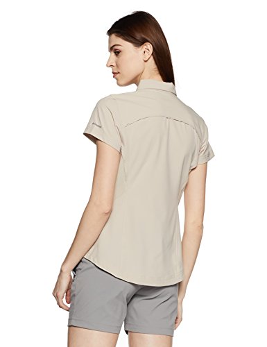 Columbia Silver Ridge Short Sleeve Shirt Camiseta de Senderismo Manga Corta, Mujer, Beige (Fossil), XS