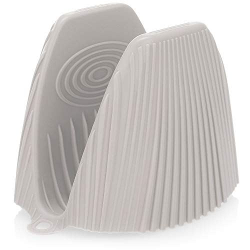 COM-FOUR® 2x guante de silicona para horno: guante antideslizante de protección contra el calor, guante impermeable para horno, agarradera antideslizante (2 piezas - gris claro)