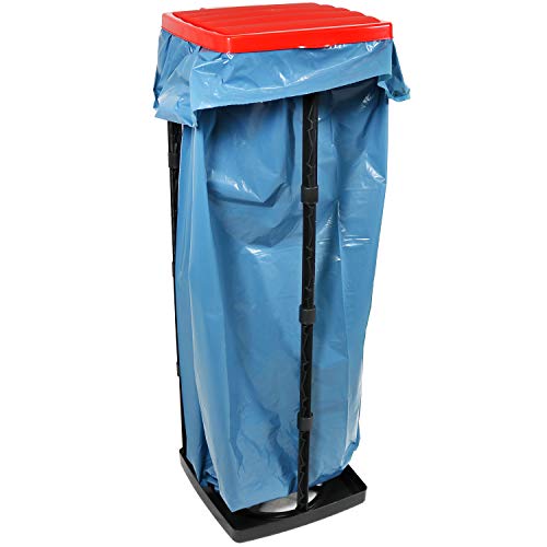 com-four® 2X Soporte para Bolsas de Basura con Tapa en Azul y Rojo - Basurero Plegable en 3 Alturas Diferentes - Cubo de Basura para Camping (Cubierta - Azul + Rojo)