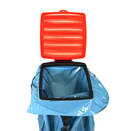com-four® 2X Soporte para Bolsas de Basura con Tapa en Azul y Rojo - Basurero Plegable en 3 Alturas Diferentes - Cubo de Basura para Camping (Cubierta - Azul + Rojo)