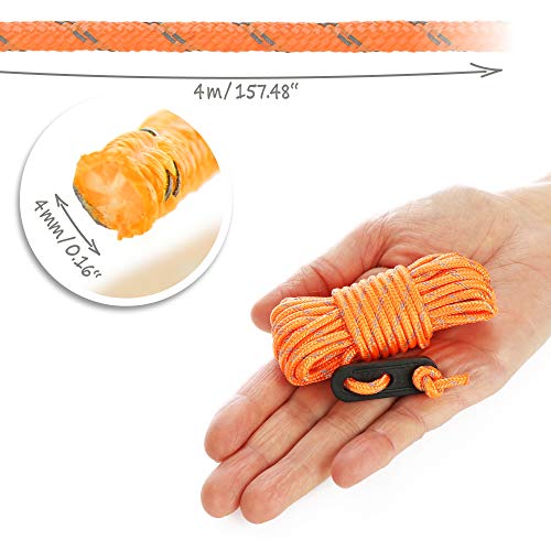 com-four® 8X Cuerda de sujeción para Acampar Reflectante en Naranja - Cuerda de Tienda - Cuerda de tensión