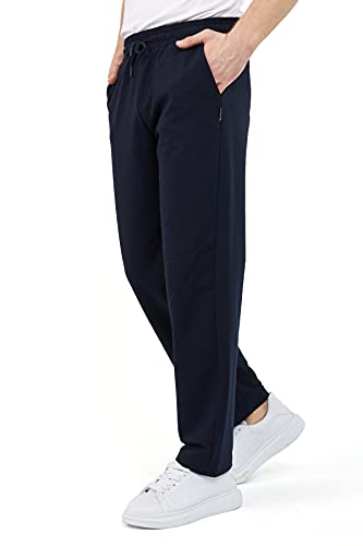 COMEOR Pantalones de chándal de algodón para hombre, pantalones largos de deporte, pantalones de entrenamiento, azul marino, XL