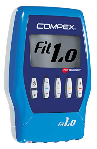 Compex Fit 1.0 Electroestimulador, Unisex, Azul + 6260760 Electrodos Easysnap Performance, 5 X 5 cm, Pack de 4