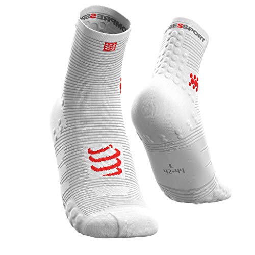 COMPRESSPORT Pro Racing Socks v3.0 Run High Calcetines para Correr, Unisex-Adult, Blanco, T1