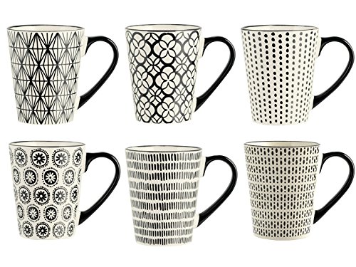 Confezione 6 mug vhera in stoneware decoro assortito cc 350