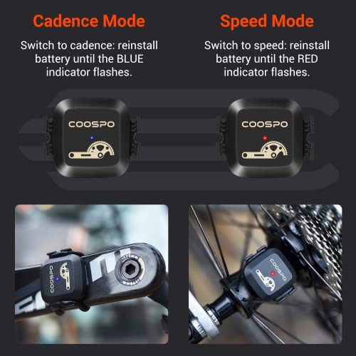CooSpo Sensor de Velocidad/Cadencia para Ciclismo y Bicicleta con Doble Módulo Bluetooth 4.0 Ant + para la Computadora de la Bici teléfono Inteligente