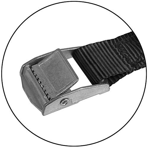 Correa de amarre cinturón de amarre con hebilla - Negro - en diferentes longitudes y cantidades resistente a 250 kg DIN EN 12195-2, Piezas:6 piezas 2.5 cm x 2.5 m