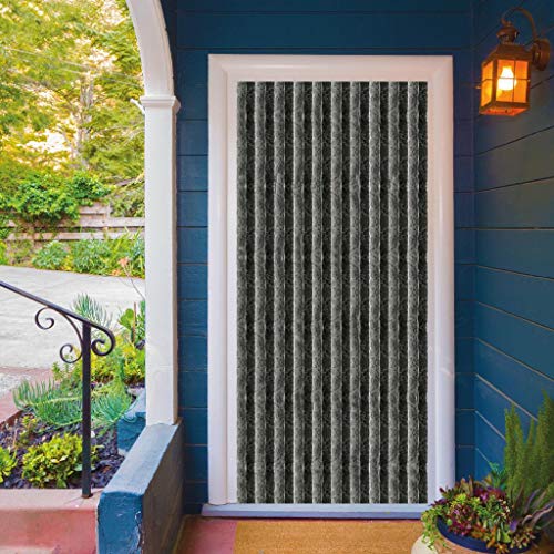 Cortina de flojel de 80 x 185 cm en una sola franja antracita - negro, perfecta protección contra insectos y privacidad para tu puerta de balcón y terraza, muchos colores