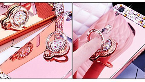 COTDINFOR iPhone 11(6.1") Mirror Makeup Case For Girls Slim Standing Cover Bright Bling Crystal Diamond Glitter Mirror Case TPU for iPhone 11 2019 Ring Mirror Gold.
