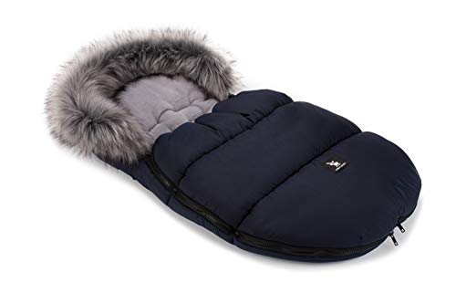 Cottonmoose Mini Moose Saco de invierno dormir térmico para carrito silla de bebé universal abrigo polar (606 Mini Moose Navy-Grey (80x47cm))
