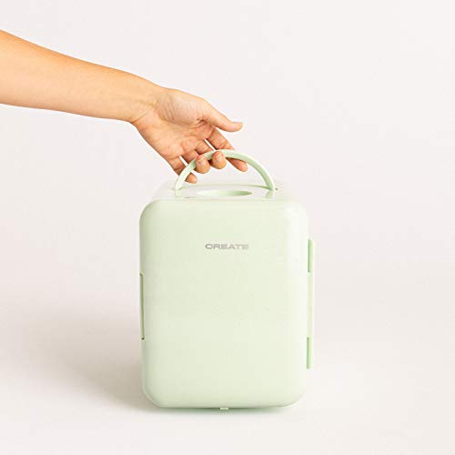 CREATE/FRIDGE MINI BOX/Mini frigorífico retro frío y calor verde pastel/Para cosméticos, termo portátil