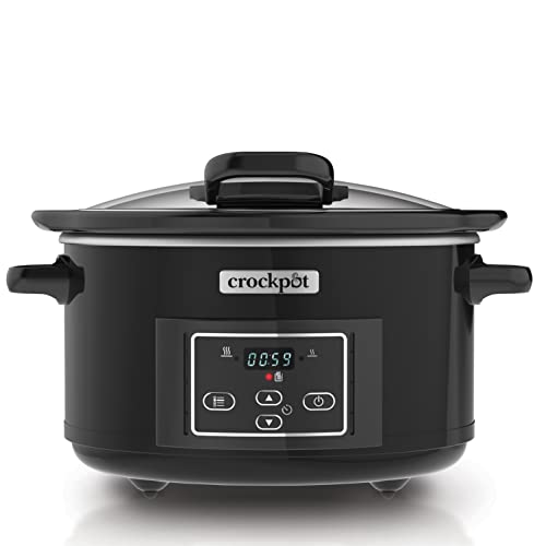 Crock-Pot CSC052X-01 Olla de cocción Lenta Digital para Preparar Todo Tipo de Recetas, 4.7 litros, Acero Inoxidable, Negro