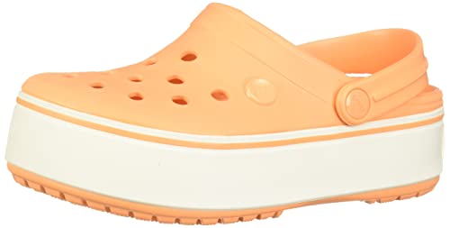 Crocs Crocband Zueco de plataforma para niños | Zapatos cómodos de deslizamiento | Zapatos de plataforma, Cantaloupe, J2 US Little Kid