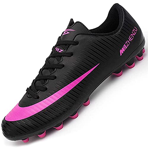 Csgkag Zapatos de Fútbol Hombre Training Botas de Fútbol Spike Aire Libre Profesionales Atletismo ​Zapatillas de Tacos Futbol,Negro,EU44