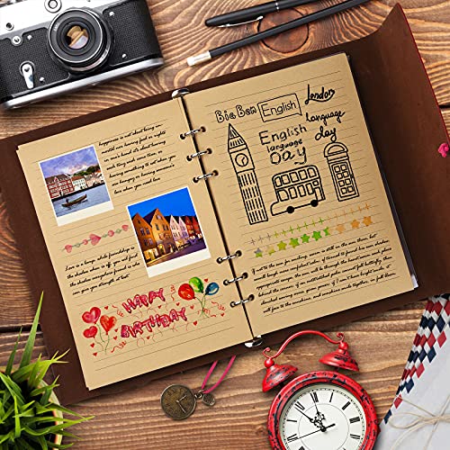 Cuaderno de piel con espiral vintage, diario de viaje, diario de escritura, con papel de línea, regalo para niñas, niños, A5, 23 x 16,5 cm, color amarillo
