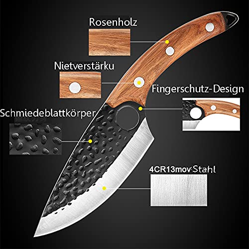 Cuchillo de chef Cuchillo de cocina con funda de cuero, cuchillo de chef, cuchillo profesional, cuchilla, cuchillo deshuesador, cuchillo de chef para excursión a la parrilla de la cocina