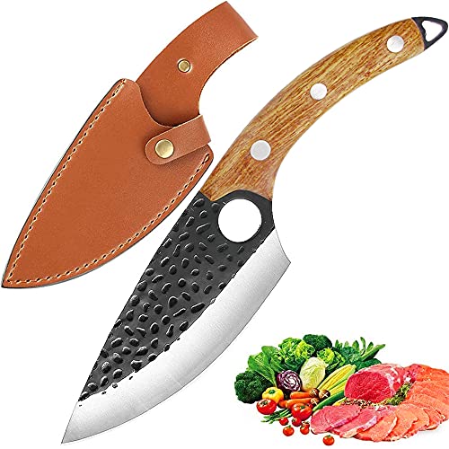 Cuchillo de chef Cuchillo de cocina con funda de cuero, cuchillo de chef, cuchillo profesional, cuchilla, cuchillo deshuesador, cuchillo de chef para excursión a la parrilla de la cocina