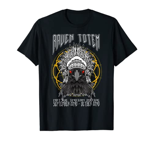 Cuervo Totem-Zodiaco indio nativo americano 22 de septiembre - 22 de octubre Camiseta