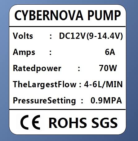 CYBERNOVA DC12V 131PSI agua dulce de agua de alta presión de diafragma autocebante Bomba de camping/Barco/RV/jardín/Limpieza de vehículos/autocaravanas