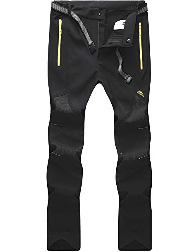 DAFENP Pantalones Trekking Mujer Impermeable Pantalones de Escalada Senderismo Alpinismo Invierno Polar Forrado Aire Libre KZ16608W-Black1-XS