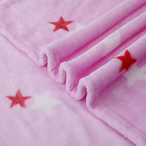 DALINA TEXTIL - Mantas para Sofás de Franela 130X160CM Estampado Estrella Rosa - Mantas para Cama 100% Poliéster Extra Suave para sofá, Cama o Sala de Estar