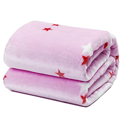 DALINA TEXTIL - Mantas para Sofás de Franela 130X160CM Estampado Estrella Rosa - Mantas para Cama 100% Poliéster Extra Suave para sofá, Cama o Sala de Estar