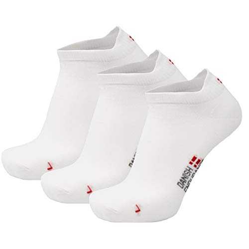 DANISH ENDURANCE Calcetines de Deporte Low Cut Pro, para Hombre, Mujer, Pack de 3 (3 x Blanco, EU 35-38)