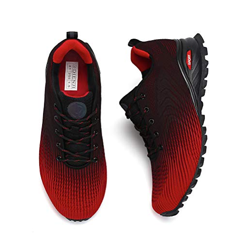 Dannto Zapatillas de Deporte Hombre Zapatos para Correr Aire Libre y Deporte Athletic Cordones Zapatillas De Running Trail Tenis Basket Respirable Gimnasio Sneakers （Rojo,40